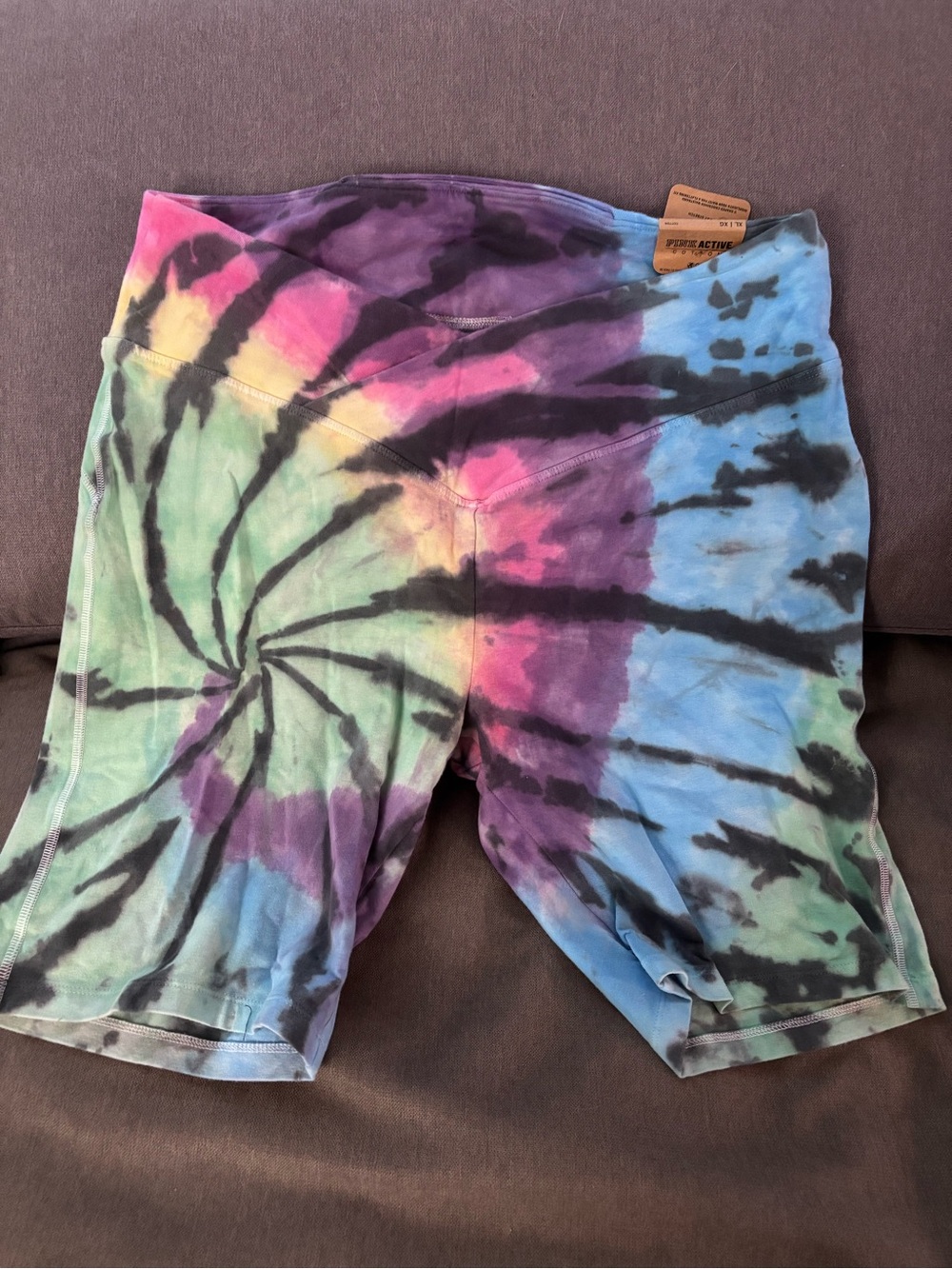 Tie-Dye Multicolor VS PINK Biker Shorts